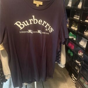 Burberry Dark Blue Tee with Graphic Design